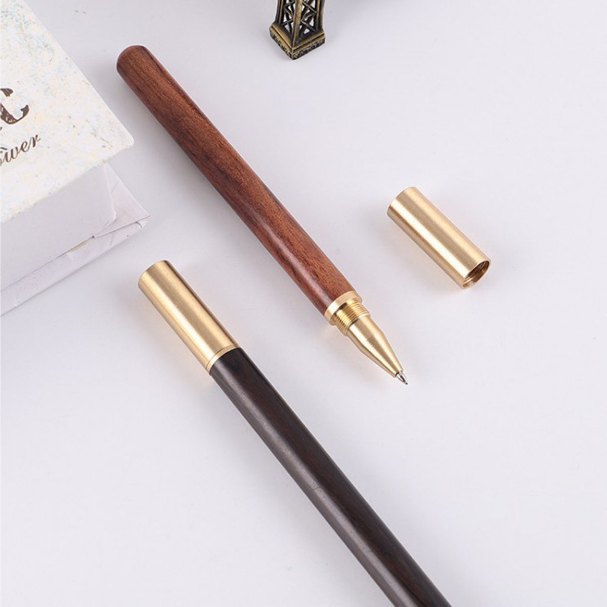 Vintage Wooden Pen With Brass Pen Cap