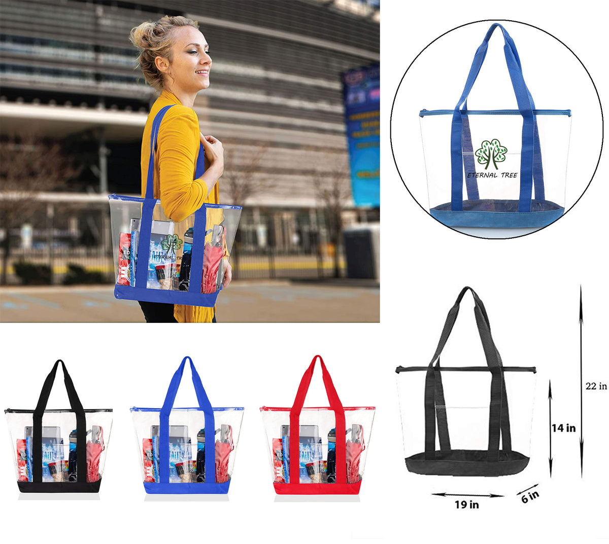 Clear PVC Shopping Bag Single Shoulder Bag Tote Bag