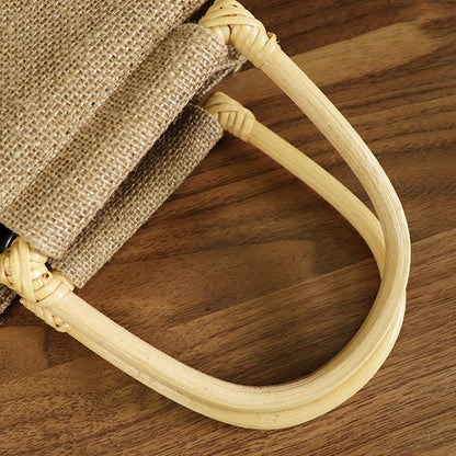 Reusable Cane Handle Single Bottle Jute Wine Tote Bags w/ Window