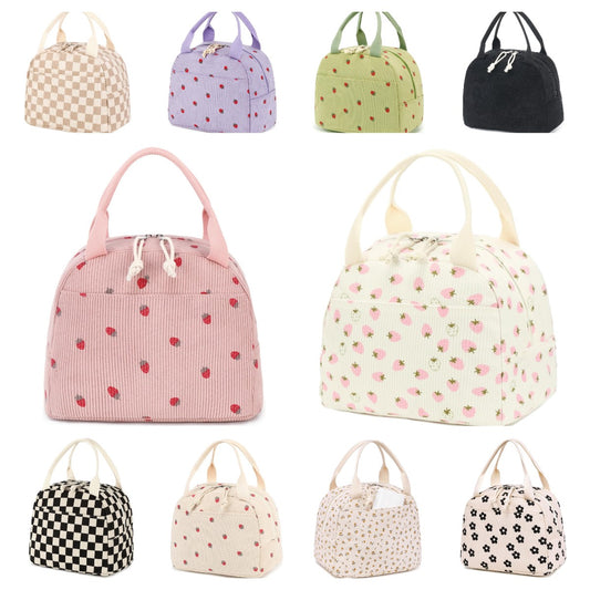 Corduroy Printed Handheld Lunch Tote Bag