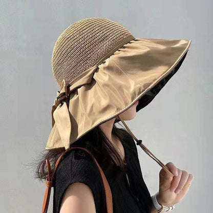 Women's Sun hat Sun Protection hat Women's Beach hat Wide Eaves Straw hat Foldable Sun hat