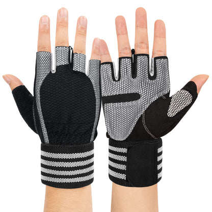 Weight Lifting Half Finger Gloves for Exercise Wrist Wraps Gym Gloves Full Palm Protection Wrister