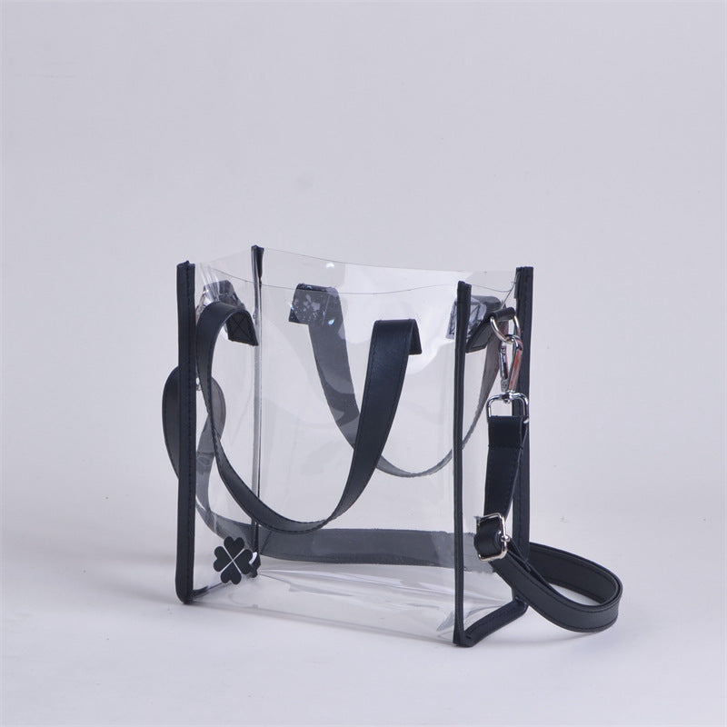 Stadium Approved Bag PVC Transparent Shoulder Bag Clear Bag Crossbody Bag W/ Separate Drawstring Bag