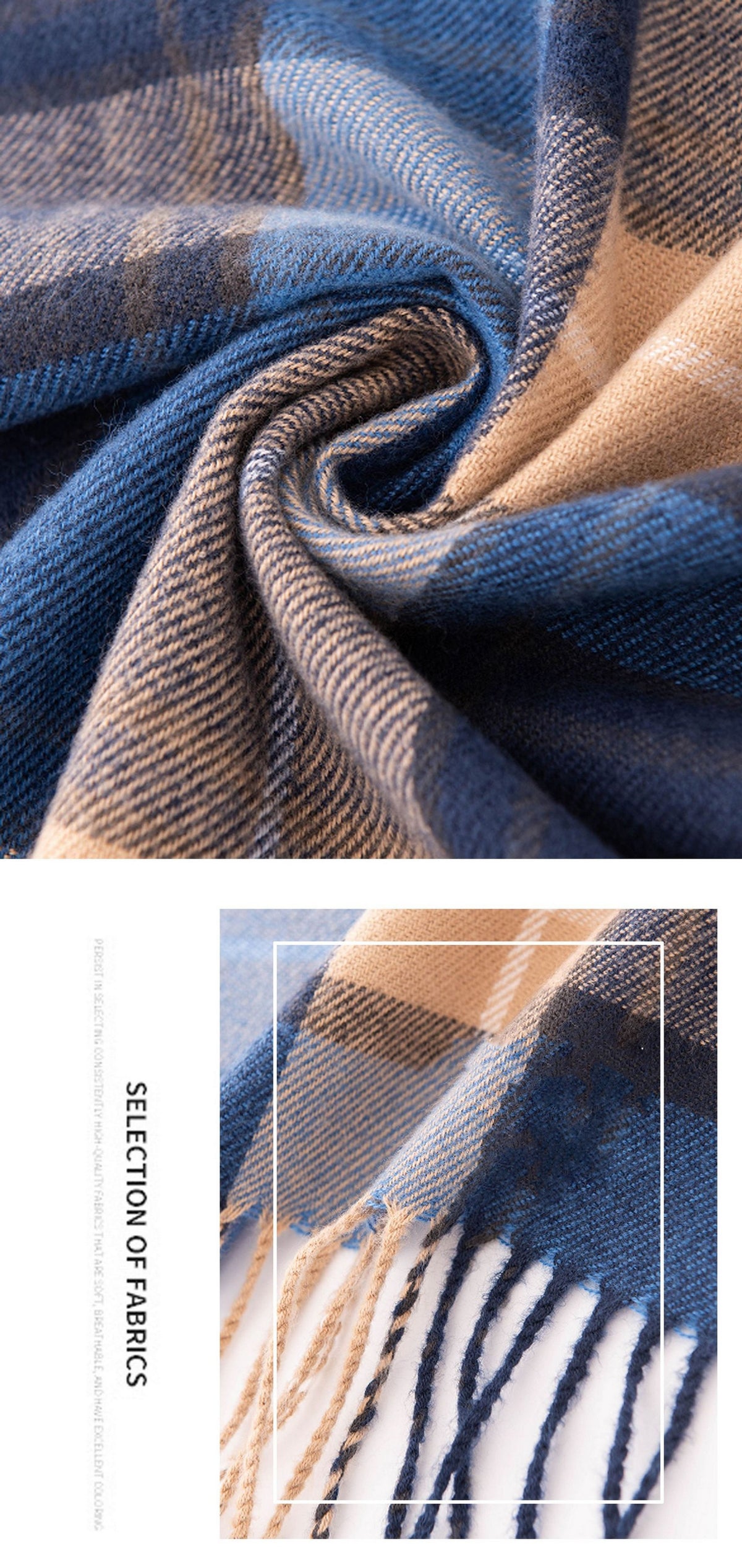 79'' Polyester Tartan Scarf Warm Autumn Winter Scarf Fringed Scarf - Embroidery