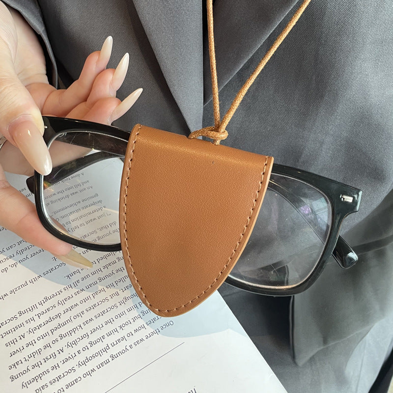 Vintage PU Leather Glasses Case Glasses Neck Strap