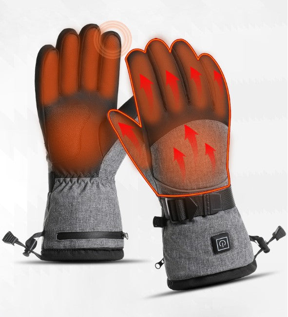 Three-stage Heating Function Waterproof Windproof Warm Gloves For Skiing And Cycling