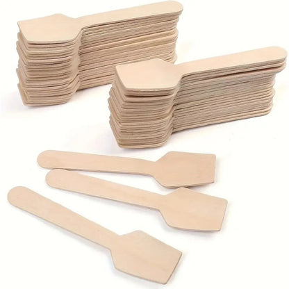 3.7" L Diposable Wooden Spoons Tasting Bar Spoons for Cake Coffee Ice Cream