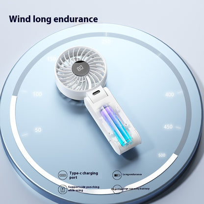 1800mAh Foldable Hanging Neck Cooling Mini Fan Speed (1-100) LED Display