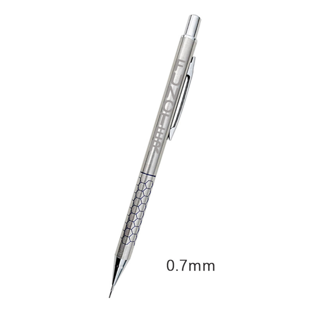 Stainless Steel Net Pattern Surface Mechanical Pencil 0.7 mm Pencil Lead
