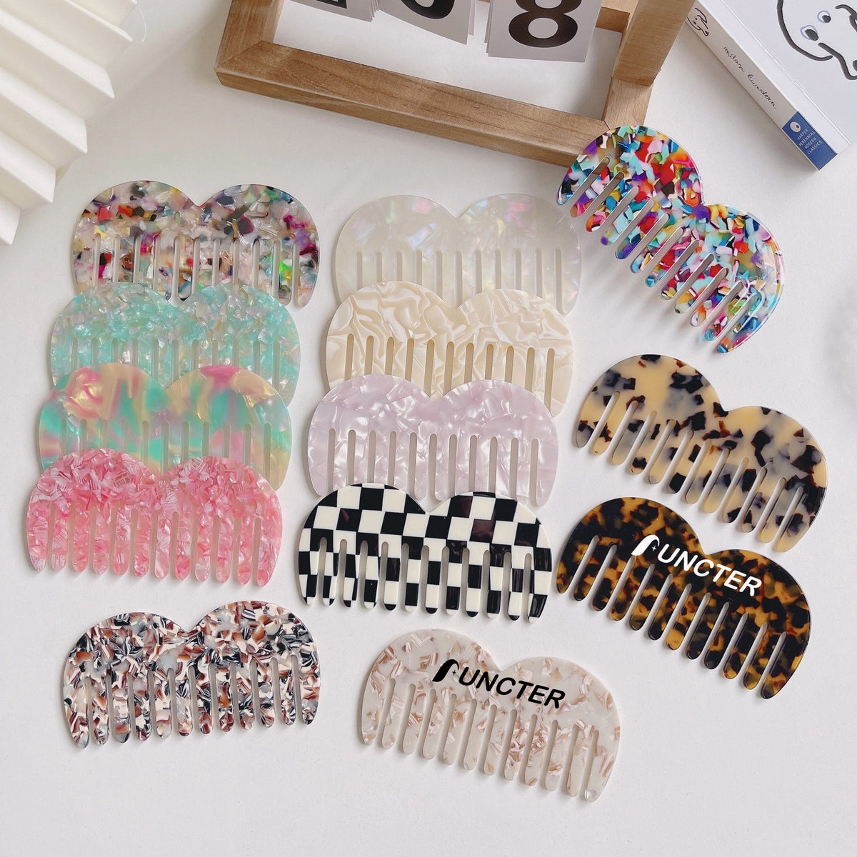 PortableBeard-Shaped Acetate Wide-Tooth Comb Hair Comb