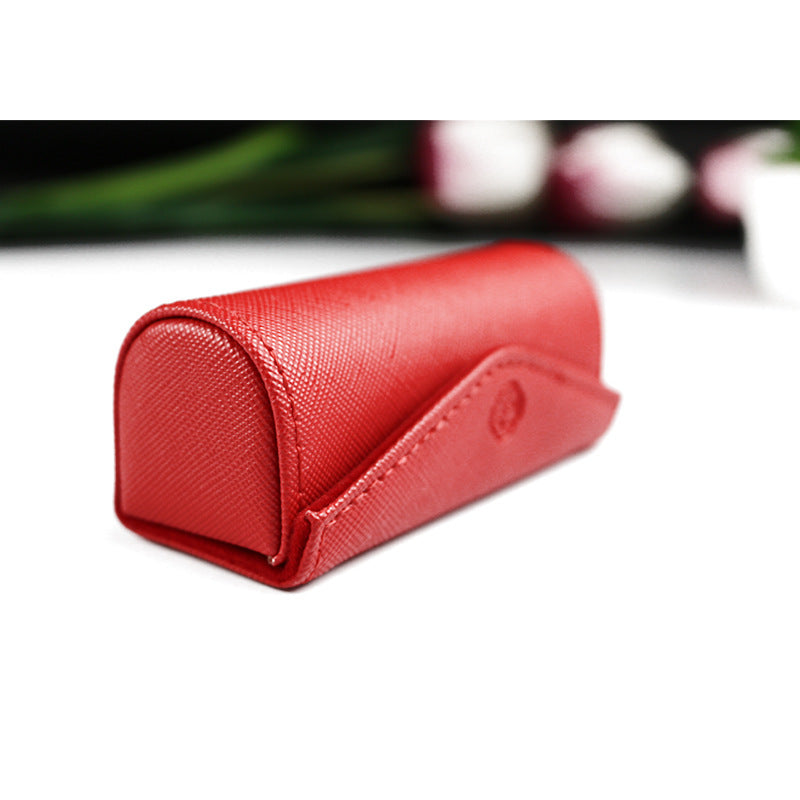 PU Leather Magnetic Buckle Makeup Bag Handle Bag Lipstick Storage Pouch W/Square Mirror
