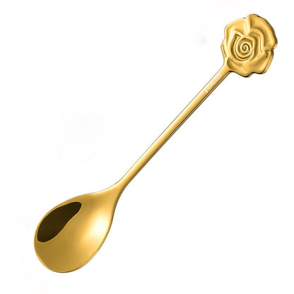 304 Stainless Steel Rose-Shaped Coffee Spoon Dessert Spoon