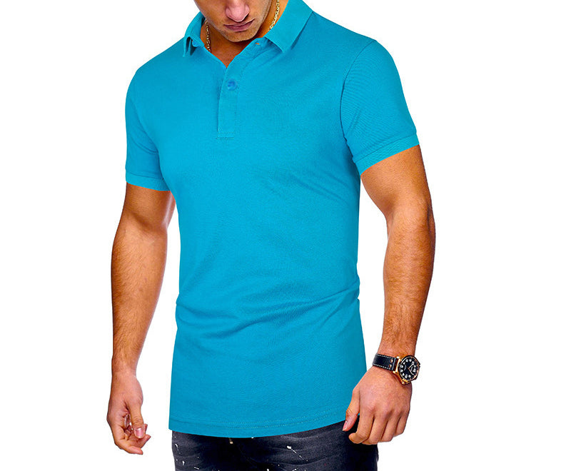 Men's Regular-fit Short-Sleeve Polyester Lapel Polo Shirt