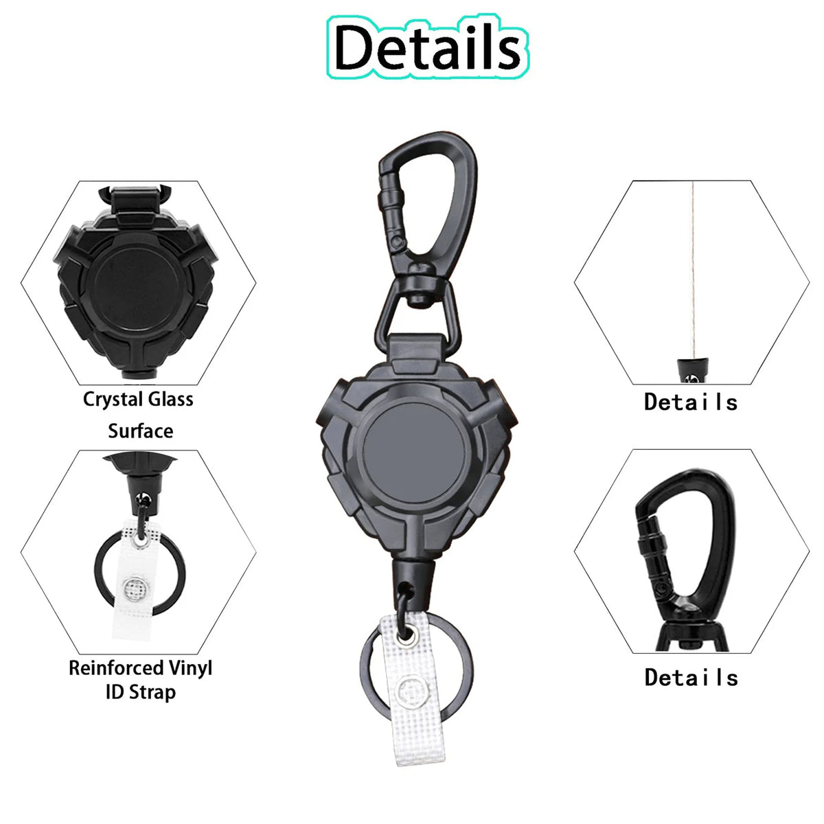 Outdoor Retractable Reel Key Holder ID Badge Holder Reel