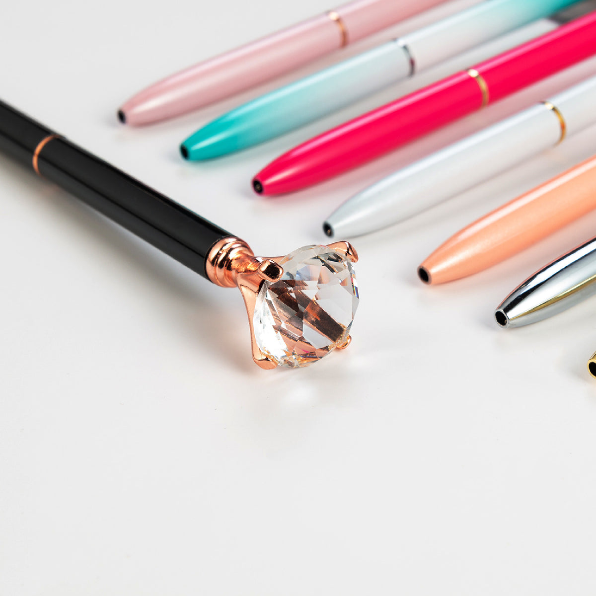Diamond Pen Metal Bling Pen Rose Gold Pen Barrel Diamond Top Ballpoint Pen