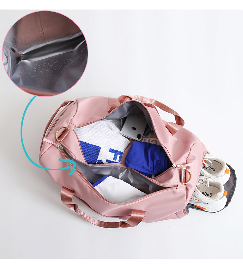 Travel Duffel Bag Sport Gym Bag Nylon Tote Bag Swimming Bag with Shoe Pouch&Wet Pocket