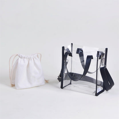 Stadium Approved Bag PVC Transparent Shoulder Bag Clear Bag Crossbody Bag W/ Separate Drawstring Bag