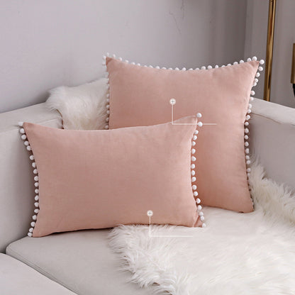 15 x 8" Pompoms Pillowcase Velvet Ball Tassel Trimmed Pillowshams Pompom Fringe Cute Pillowcase
