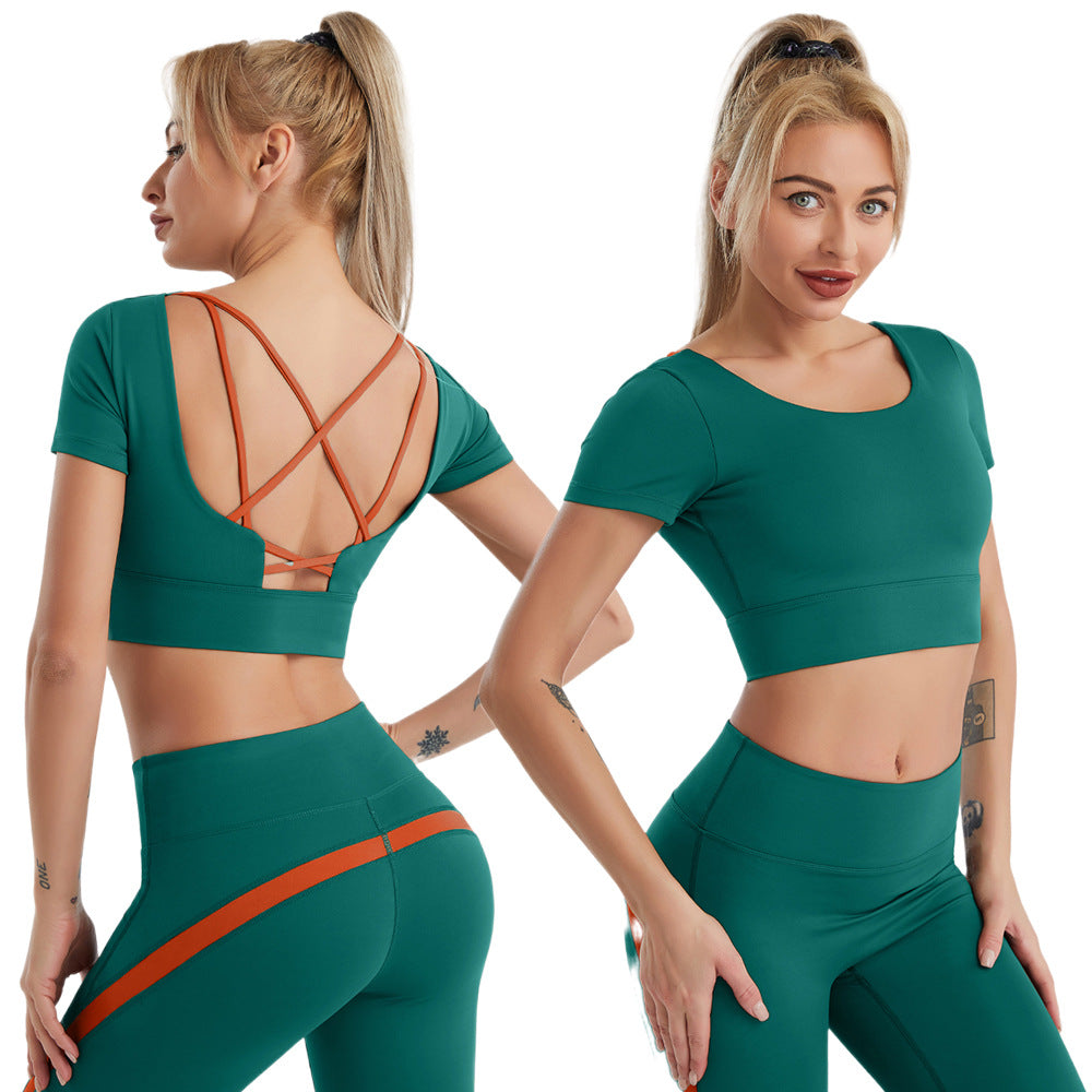 Women's Yoga Sports Bra Strappy Bralette Bra Running Vest Athletic Shirt