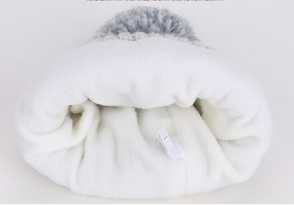 Children Cable Knit Beanie W/ Pom-pom Hat Scarf Gloves Set