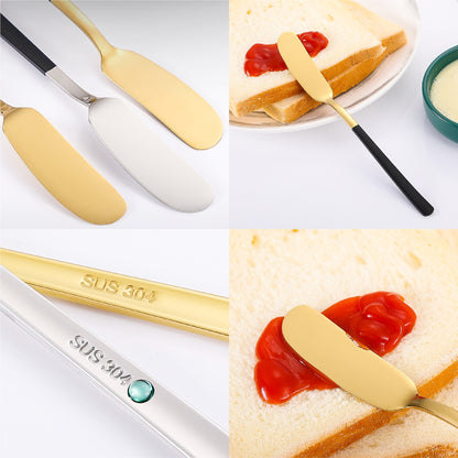 304 Stainless Steel Butter Spreader Iridescent Color Jam Spreader Gold Handle