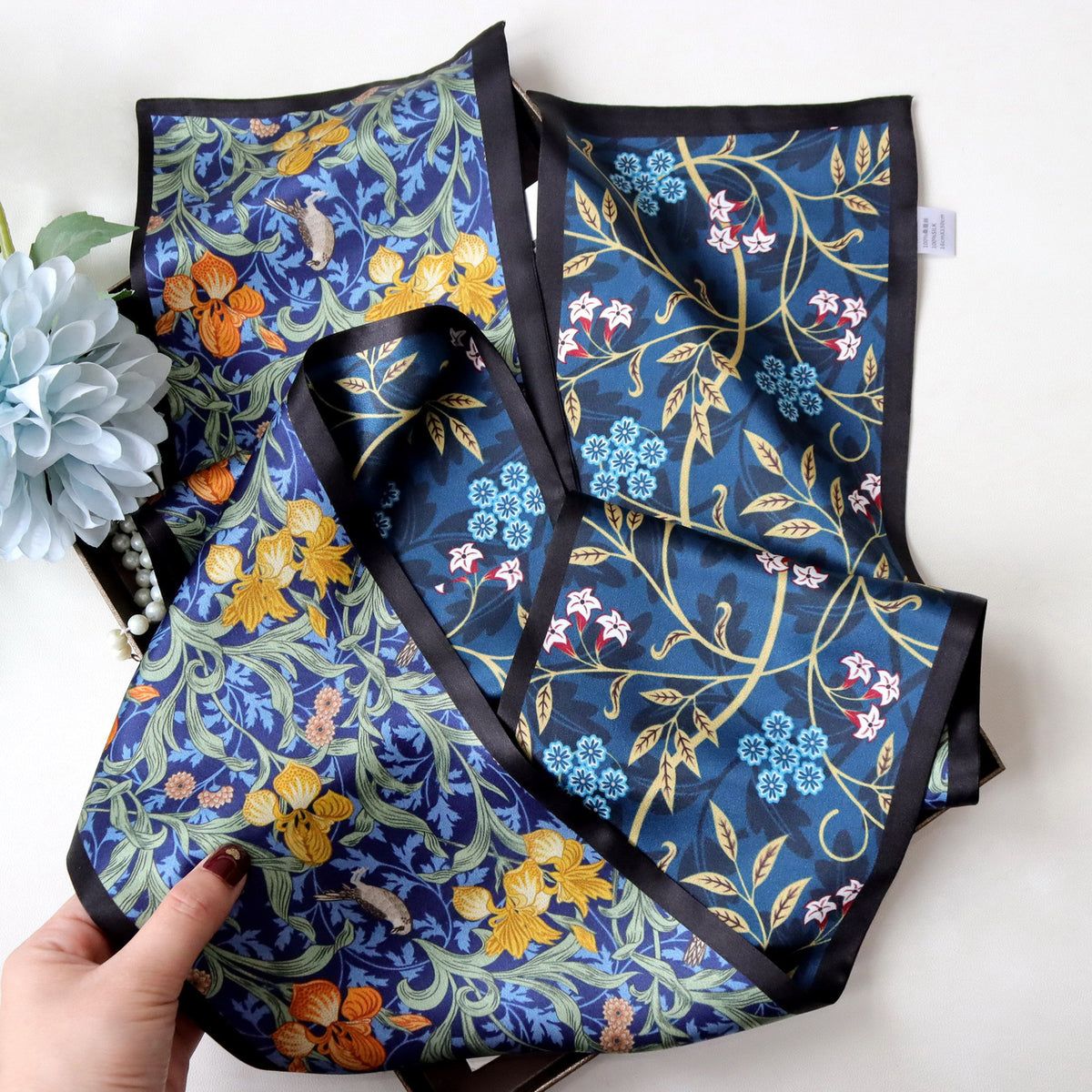 Custom 5.9" x 57" 100% Silk Long Neck Scarf Double Sides Silk Shawls