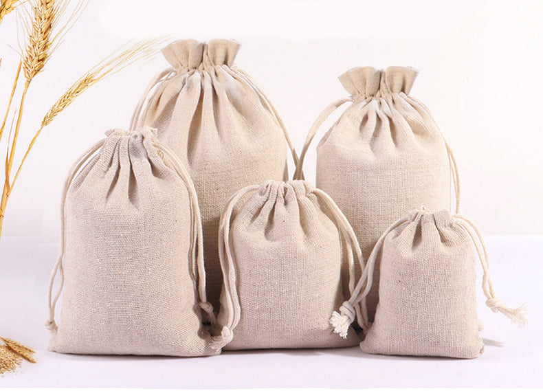 Custom 5.9" X 7.9" 8 Oz High Top Linen Cloth Drawstring Bags Jewelry Wedding Candy Gift Bags