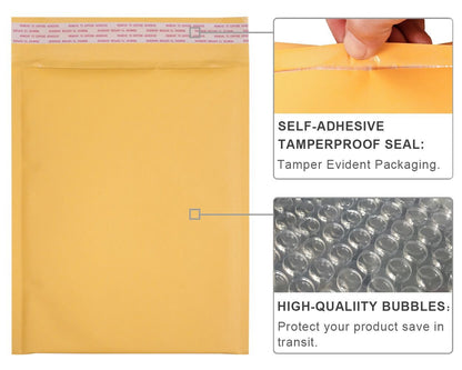 6.5 x 8.7" Kraft Bubble Mailer Self Seal Padded Envelopes for Shipping/ Packaging/ Mailing