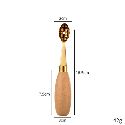 Oval Gold 304 Stainless Steel Fruit Scoop Watermelon Scoop Ice Cream Scoop With Wood Handle