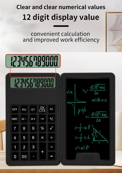 3" 1 Mini Intelligent Folding Portable Scientific Function Calculator with LCD Writing Notepad