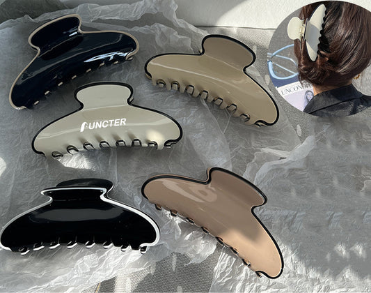 Color-blocked Large Size Acetate Hair Claw Clips