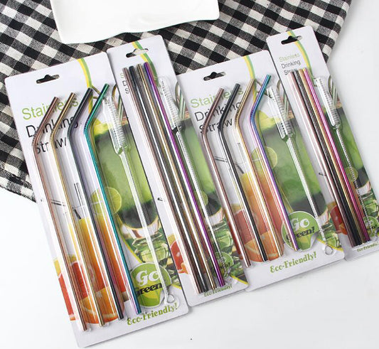 Stainless Steel Drinking Straw w/Brush (4 Pcs)