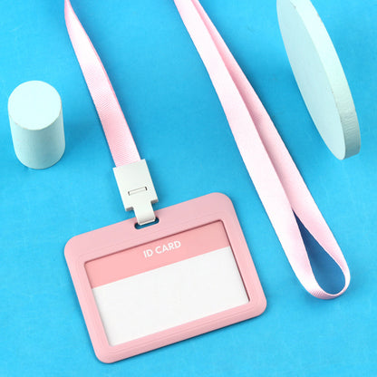 Plastic Horizontal Badge Holder ID Card Holder With Lanyard
