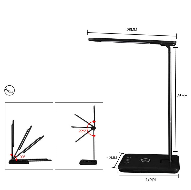10W Stepless Dimmable Office Lamp w/Wireless Charging