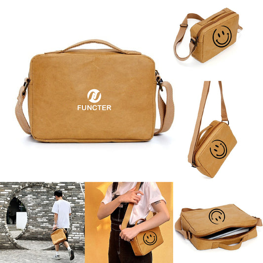 Reusable Kraft Paper Crossbody Bag Durable Paper Material Sling Bag for Everyday Use