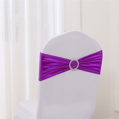Bronzing Color Chair Sashes Bowknot Stretchy Bands Chair Bowknot W/ Diamond Buckle