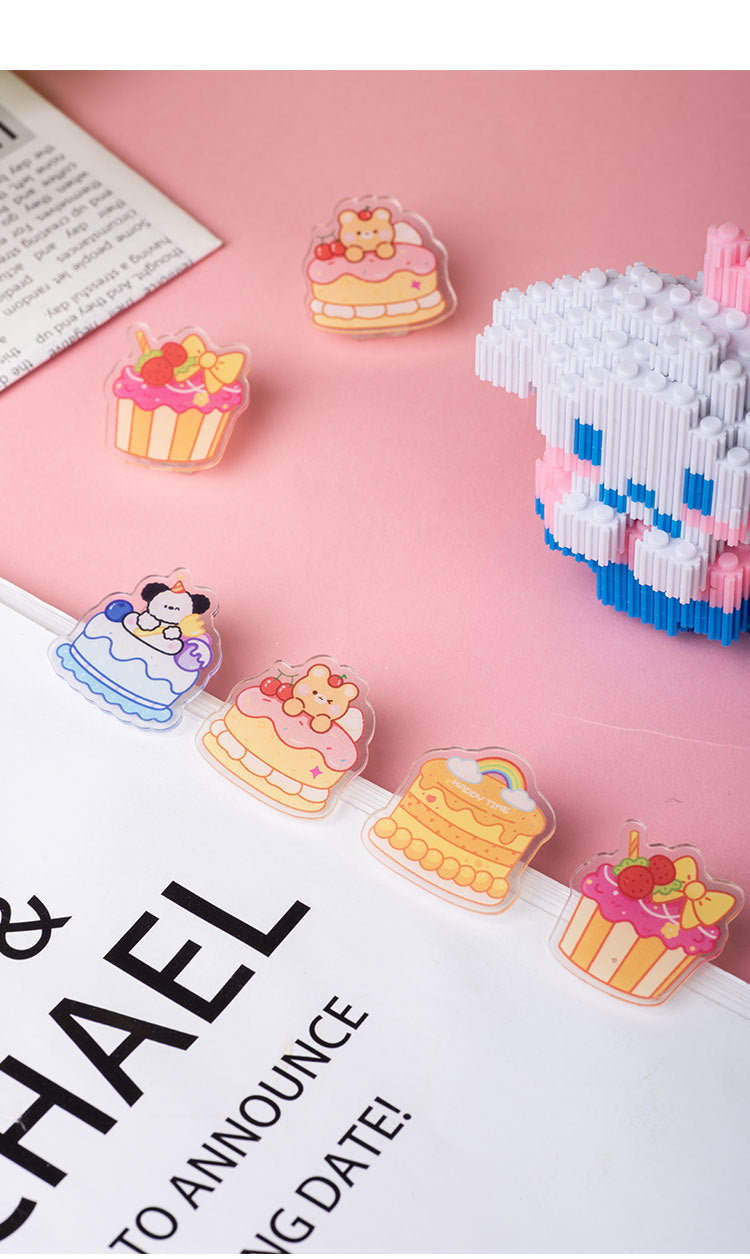 Cake Shaped Acrylic Album Memo Clip Bag Binder Sealing Clip Food Bag Clamp-Two Sides Imprint