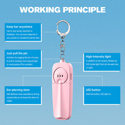 Portable Personal Alarm Key Chain Self Defense Safety Accessories For Women