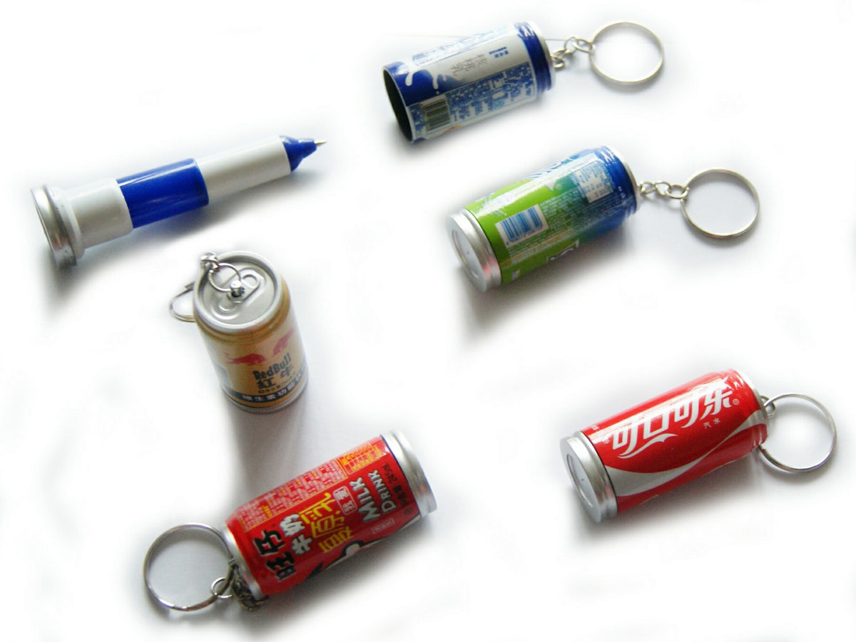 Can Shaped Ballpoint Pen w/Key Ring