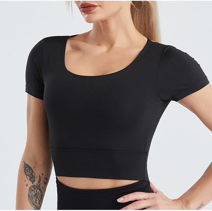 Women's Yoga Sports Bra Strappy Bralette Bra Short Sleeve Yoga Athletic Shirt(Model B)