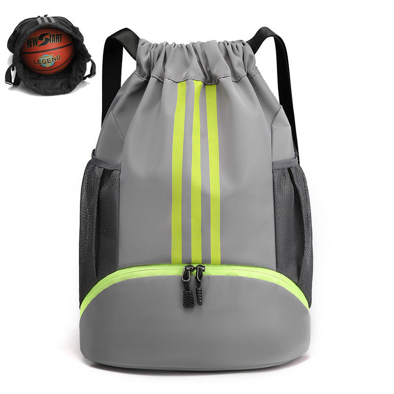 13 x 19" Waterproof Drawstring Backpack with Shoes Compartment, Large Capacity Sports Training Bag
