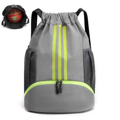 13 x 19" Waterproof Drawstring Backpack with Shoes Compartment, Large Capacity Sports Training Bag