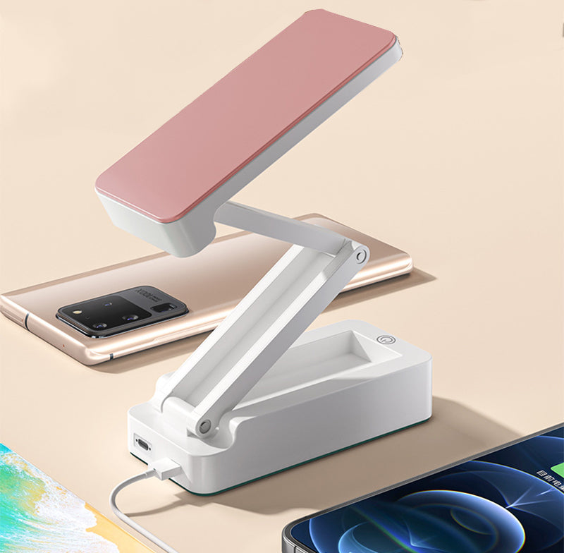 Eye Caring Dimmable Desk Lamp Time Display Foldable Night Light For Home Office With Power Bank