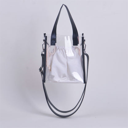 Stadium Approved Bag PVC Transparent Shoulder Bag Clear Bag Crossbody Bag W/ Separate Drawstring Bag