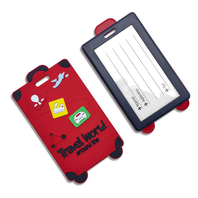 Custom Suitcase Shaped 3D Raised Soft PVC Luggage Tag For Travel Baggage Identification