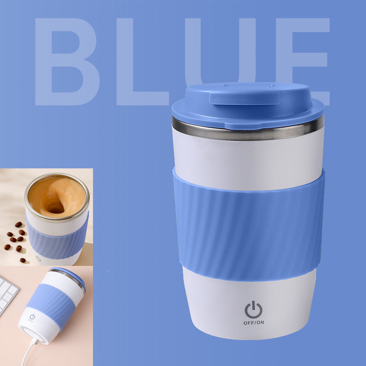 12 Oz. Rechargeable Stainless Steel Coffee Automatic Stirring Cup Coffee Magnetic Cup