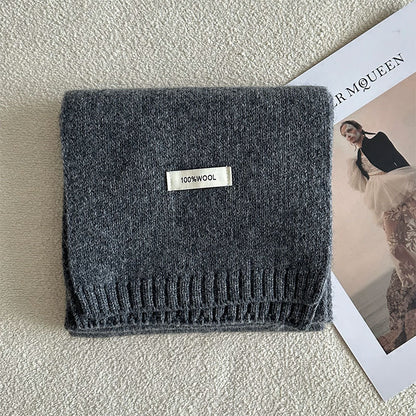 63'' 100% Lamb Wool Plain Scarf Solid Color Wool Scarf Knitted Scarf for Men and Women