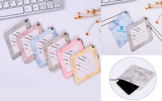 Colorful Rhombic Round Shape PU Leather Luggage Personalizable Travel ID Tag