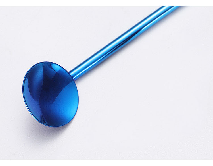304 Stainless Straw Spoon Drinking Spoon With Straw (Blue & Purple)