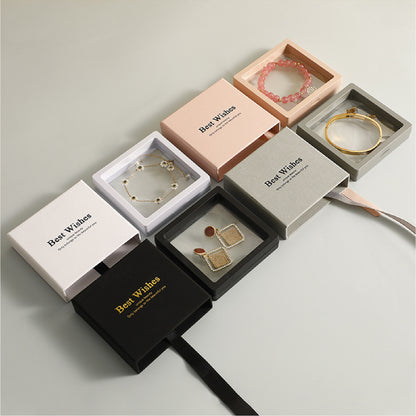 4.5" Cardboard Jewelry Gift Box with PE Film Jewelry Storage Box Clear Display Case